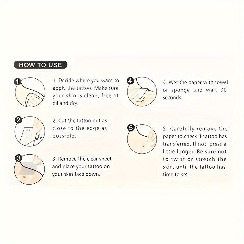 Eye & Flower Pattern Temporary Tattoo Waterproof Long lasting For Men Women