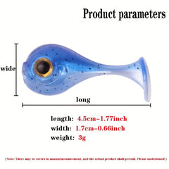 10pcs Mini Large Head T-tail Soft Bait 3g 1.77in Silicone Fishing Lures
