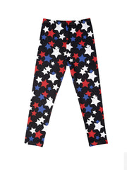 Girls Crown Stars Bow and Fish Scales Athletic Leggings