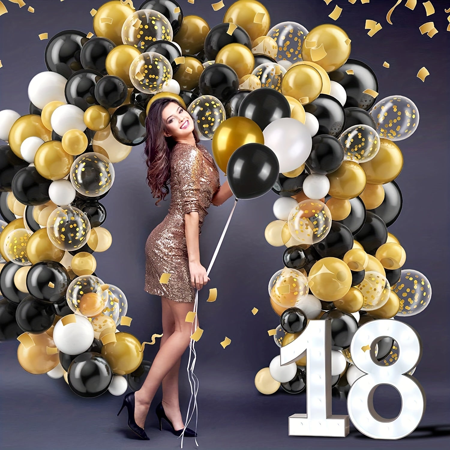 100pcs Golden Balloon Chain Graduation Party Decoration Balloon Arch Set