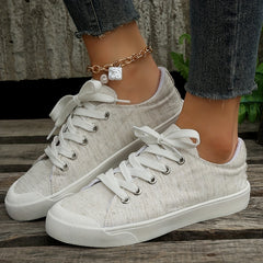 Women's Solid Canvas Shoes Casual Lace Up Daily Travel Shoes Lightweight