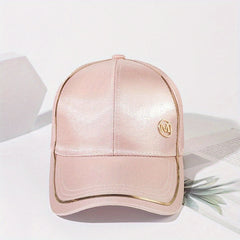 Golden M Label Baseball Cap Solid Casual Sun Hat Satin Golf Dad Hats