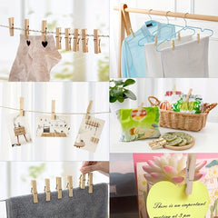 50pcs Mini Clothing Clips Natural Wooden Clips Holiday Party Supplies