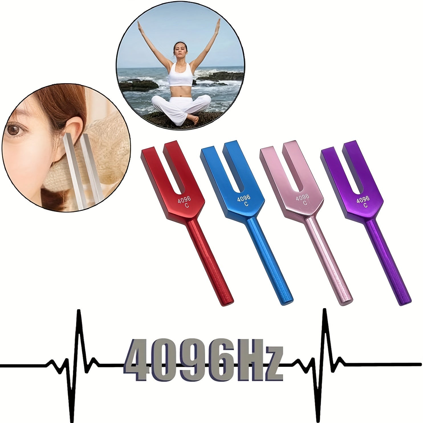 4096C High Freq Tuning Fork Alum Alloy w/ Hammer & Crystal