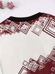 Girls Squares Pattern Crew Neck Sweatshirt Spring Fall Christmas Gift