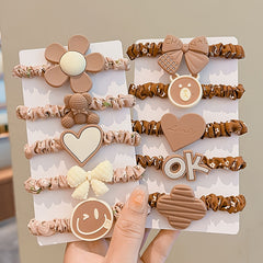 5pcs Girls Hair Tie Stretch Bow Rubber Bands Hair Rope Hair Bands Accessories