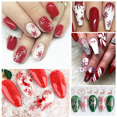 9pcs Christmas Nail Art Stickers Snowflake Elk Christmas Tree Nails