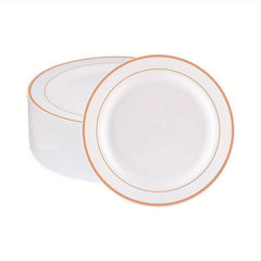 30pcs Fancy Wedding Plates with Golden Rim 19.05cm