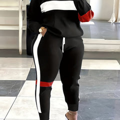 Women's Plus Size Colorblock Sweatshirt & Pants 2 Piece Set