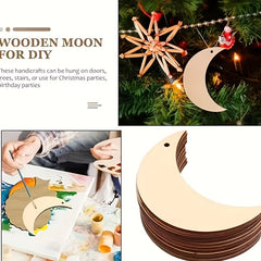50pcs Wooden Chips Home Decoration Christmas Stars Moon Wall Crafts