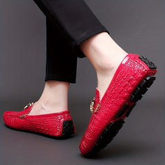 Men's Crocodile Print Slip On Loafers