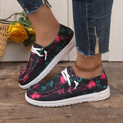 Women's Skate Shoes Hearts & Arrows Flat Lace-up Sneakers