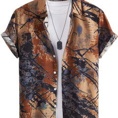 Print Men's Casual Short Sleeve Shirt for Summer Vacation