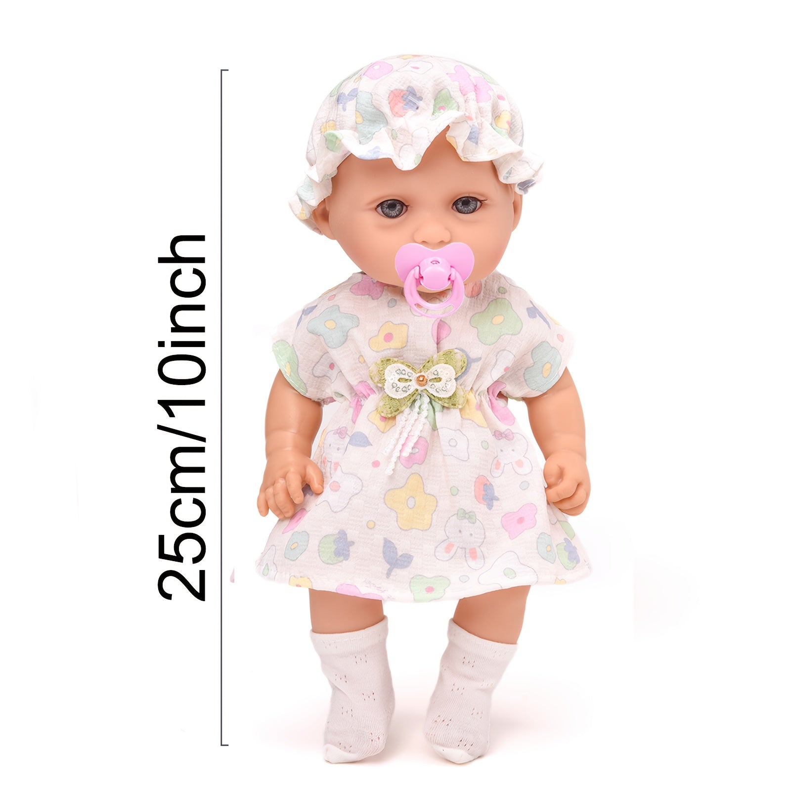 Lifelike 10in Beige Reborn Baby Doll with Clothes & Accessories
