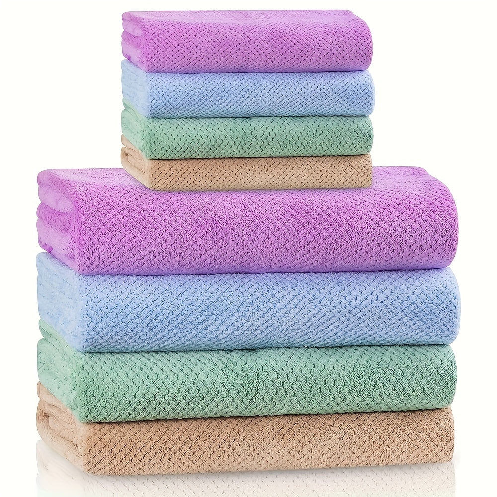 8pcs Microfiber Towel Set for Bathroom, Pool, Beach - Quick Drying