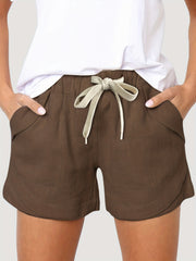 Solid Drawstring Shorts Casual Elastic Waist Summer Shorts