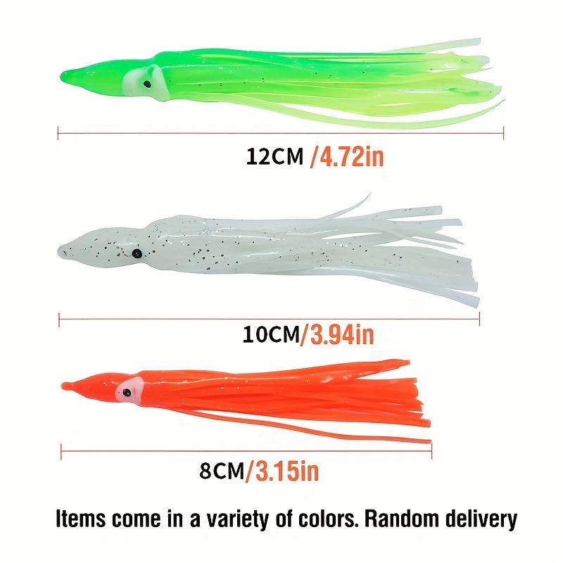 10pcs Rubber Squid Octopus Soft Bait Fishing Lures Mix Colors