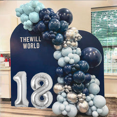 134pcs Navy Ice Dusty Balloon Arch Kit Silver Birthday Graduation Party Decor