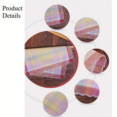 12pcs Striped Handkerchiefs Vintage Checkered Pattern Lightweight