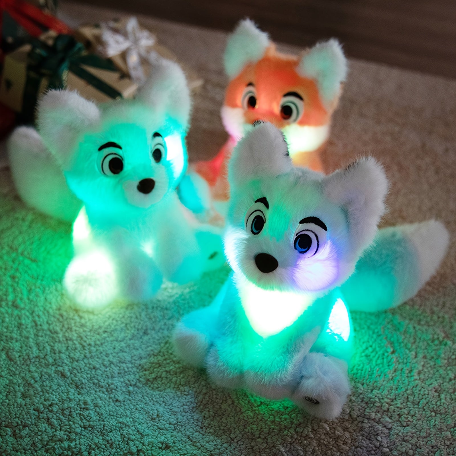 Glow in the Dark Plush Fox Toy with LED Light Soft Stuffed Animal Night Light