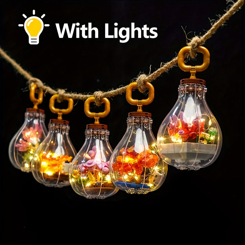 Light Bulb Succulent Flower Plant Building Blocks