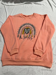 Heart & Letter Print Crew Neck Pullover Sweatshirt for Women