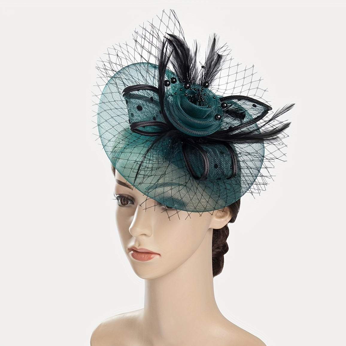 Women Hair Clip Mesh Flower Faux Feather Head Piece Derbyhat