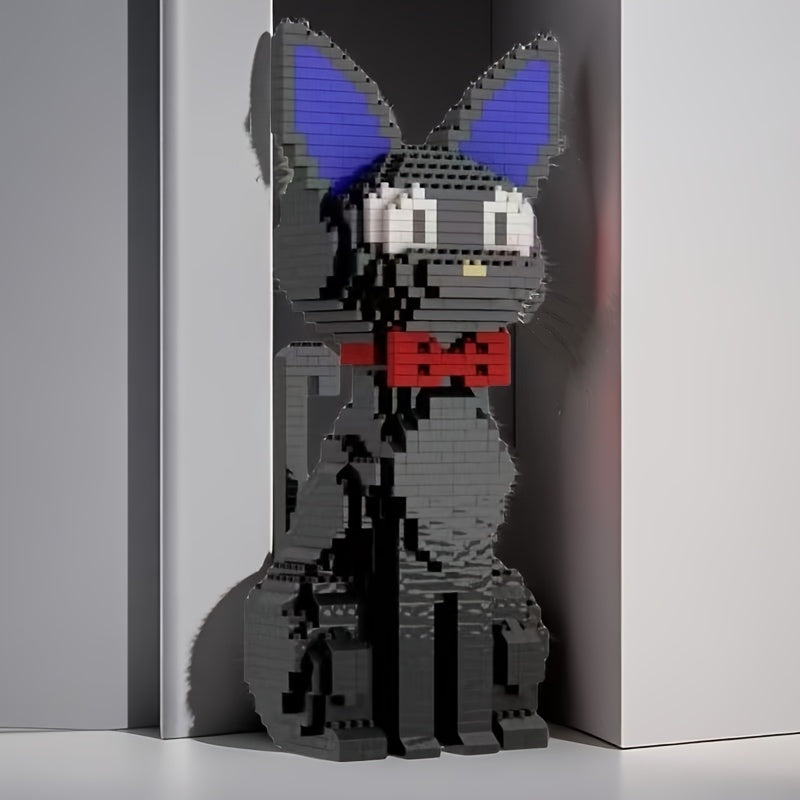 Jiji Cat Building Block Set with Red Bow Tie Ideal for Decor & Gift