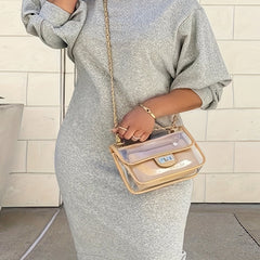 Solid Lantern Sleeve Casual Dress