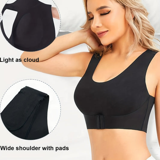 Wireless Sports Bra Front Buckle Running Workout Tank Bra