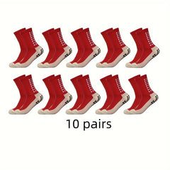 10 Pairs Men's Mid Crew Sport Socks Nylon Blend Breathable Sweat-Absorbing