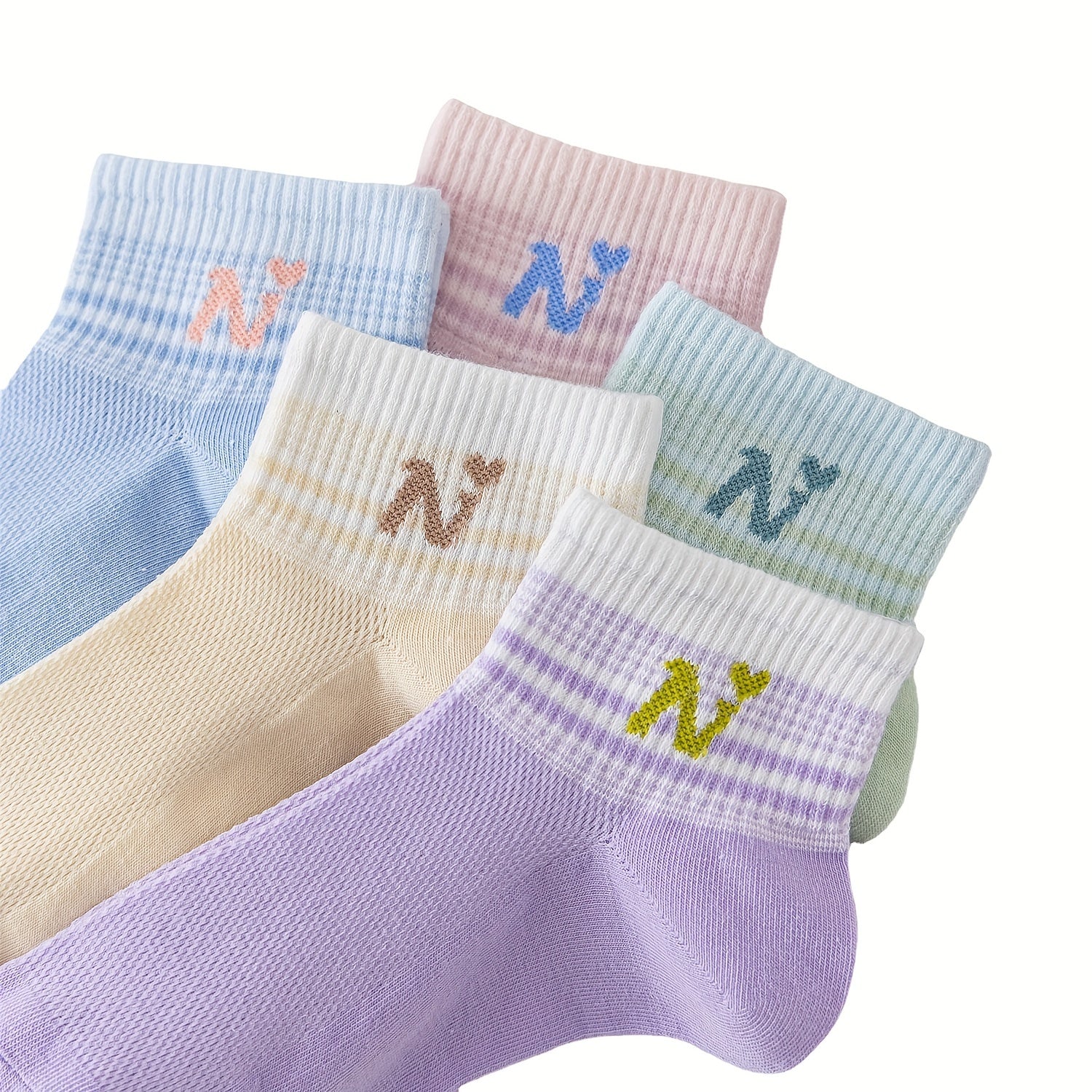 5 Pairs Letter Print Sports Short Socks Women's Stockings
