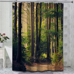 Forest Pattern Shower Curtain Waterproof Bathroom Decor