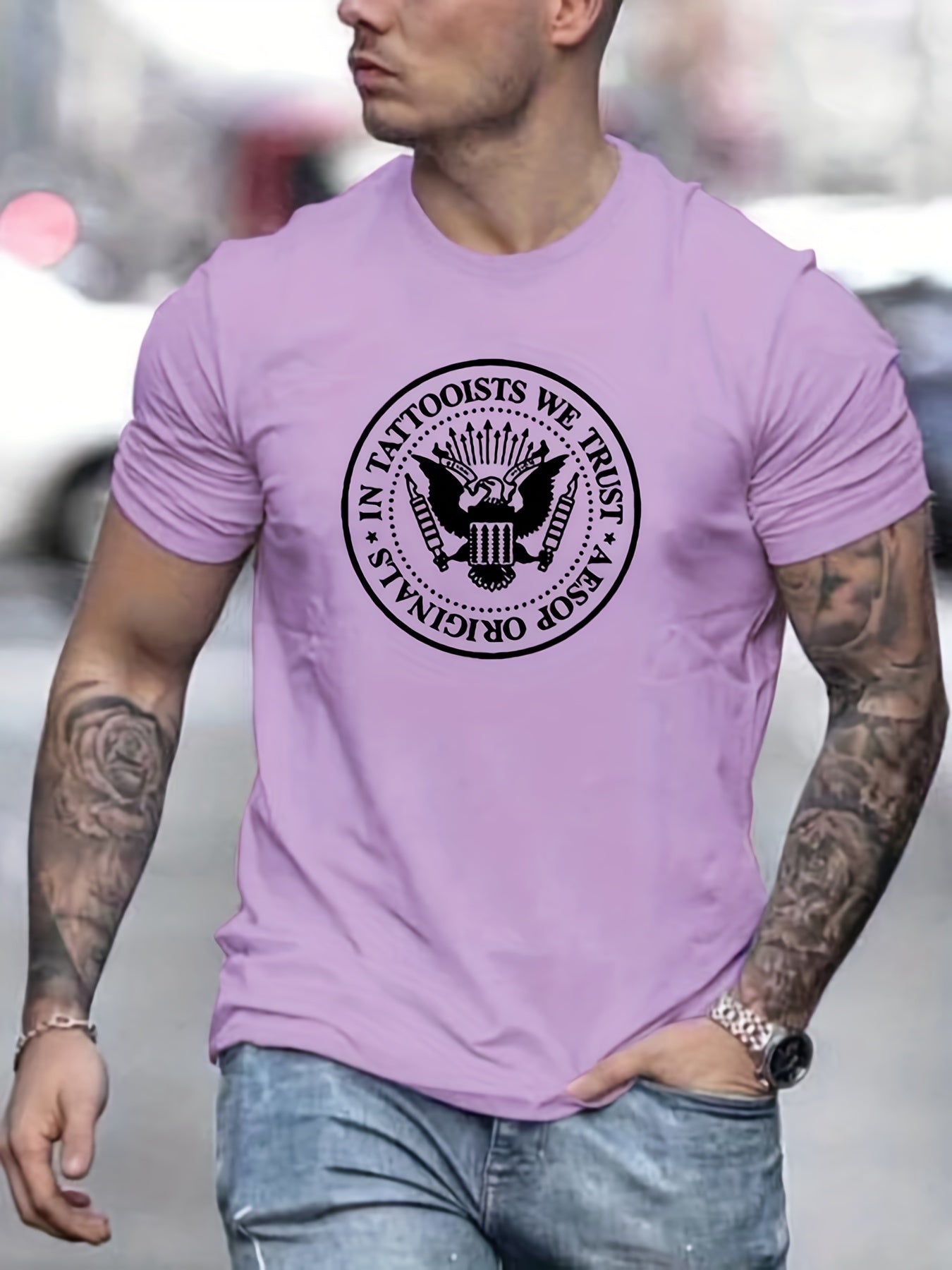 Men's Tattooists Print T shirt Casual Tee