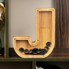 Wooden Letter J Piggy Bank