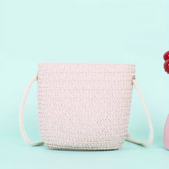 Kids Straw Crossbody Bag Small Bow Coin Purse Mini Shoulder Bags