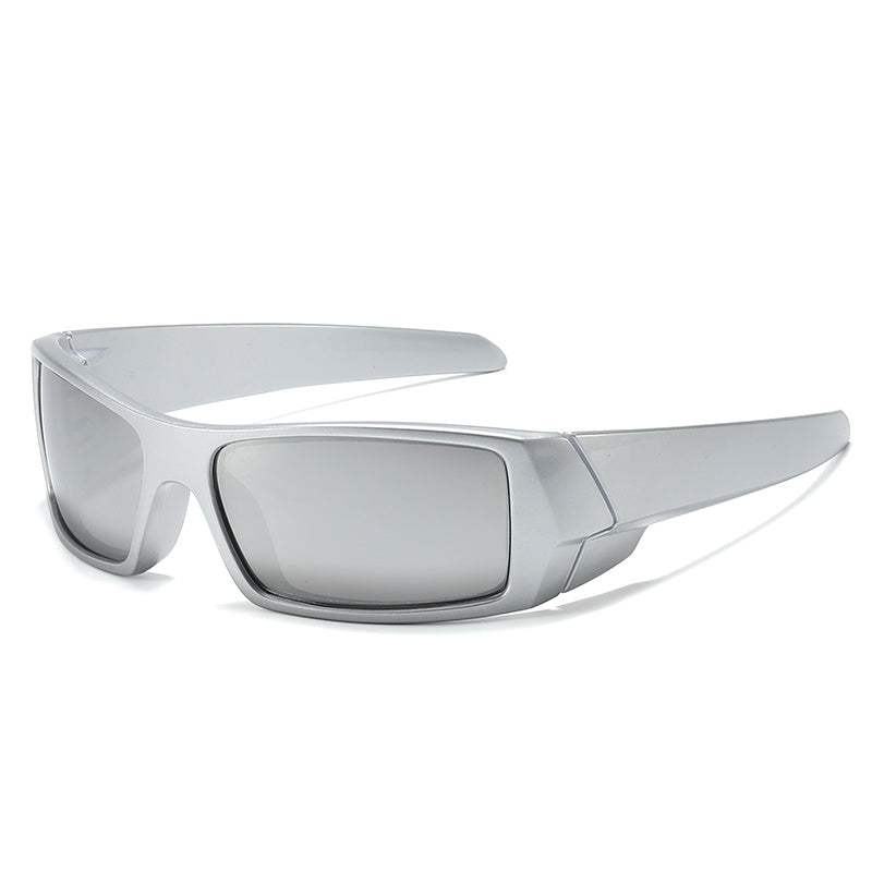 Curved Colorful Reflective Men's Sports Sunglasses