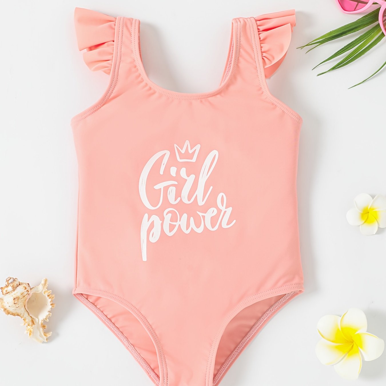 Toddler Girls GIRL POWER Onesie Swimsuit Sleeveless Camisole