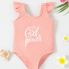 Toddler Girls GIRL POWER Onesie Swimsuit Sleeveless Camisole