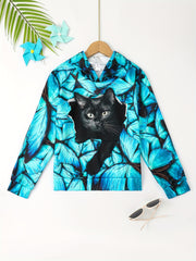 3D Cat Print Kid's Hoodie Unisex Pullover Hooded Long Sleeve Top