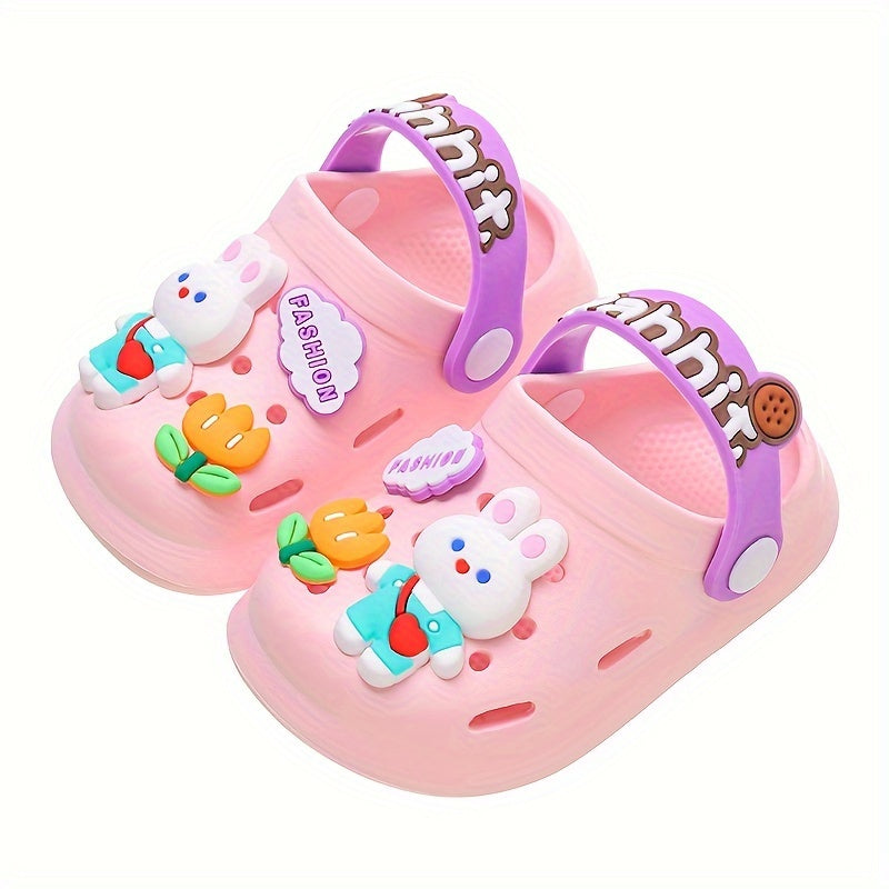 Breathable Clogs with Cartoon Charms for Baby Girls