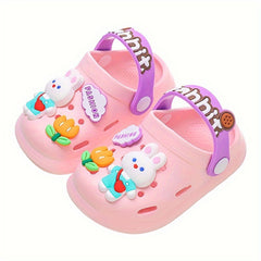 Breathable Clogs with Cartoon Charms for Baby Girls