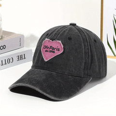 Ripped Heart Embroidery Baseball Cap Vintage Washed Distressed Cotton Dad Hats