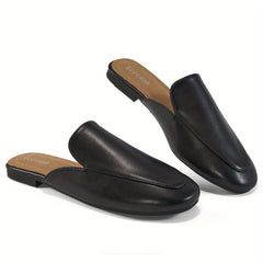 Women's Square Toe Mules Slip On Flat Loafers