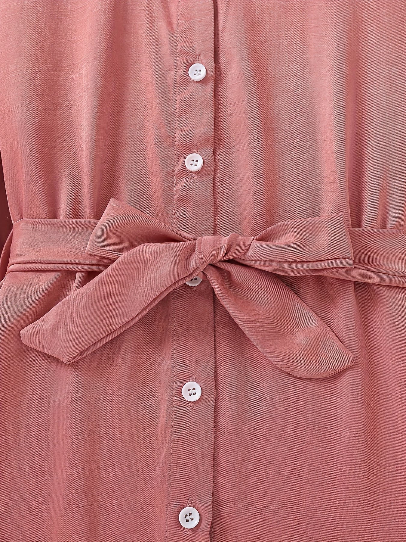 Girls' Casual Button Down Tunic Shirt Dress For Summer Outfit