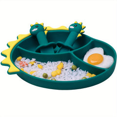 Silicone Toddler Plates Sets Suction Plates Spoon & Fork Set