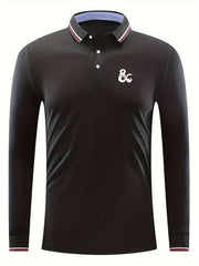Dragon Pattern Men's Custom Fit Long Sleeve Polo Shirt