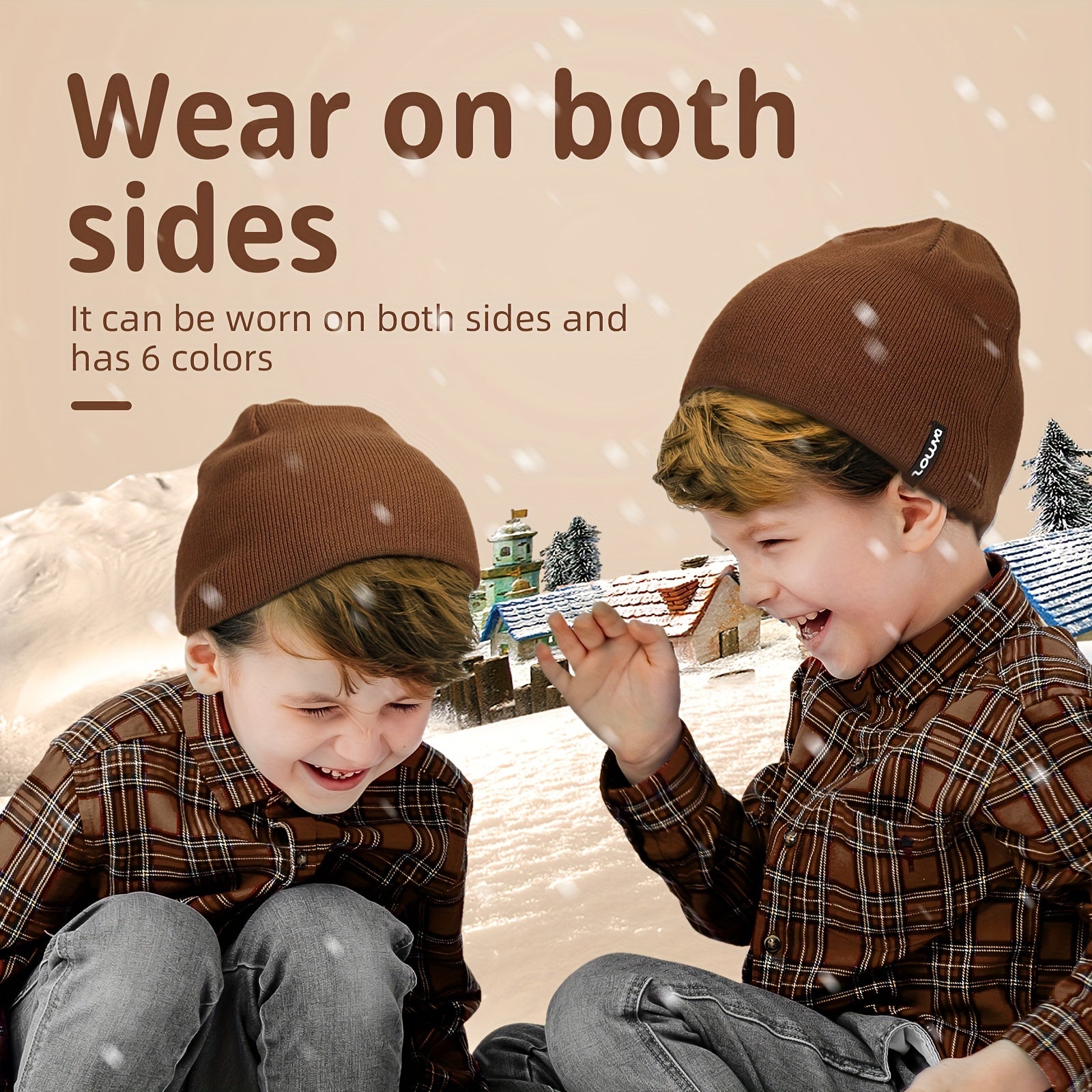 Zowya Reversible Kids Beanie Hat - Striped & Solid Colors