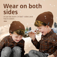 Zowya Reversible Kids Beanie Hat - Striped & Solid Colors