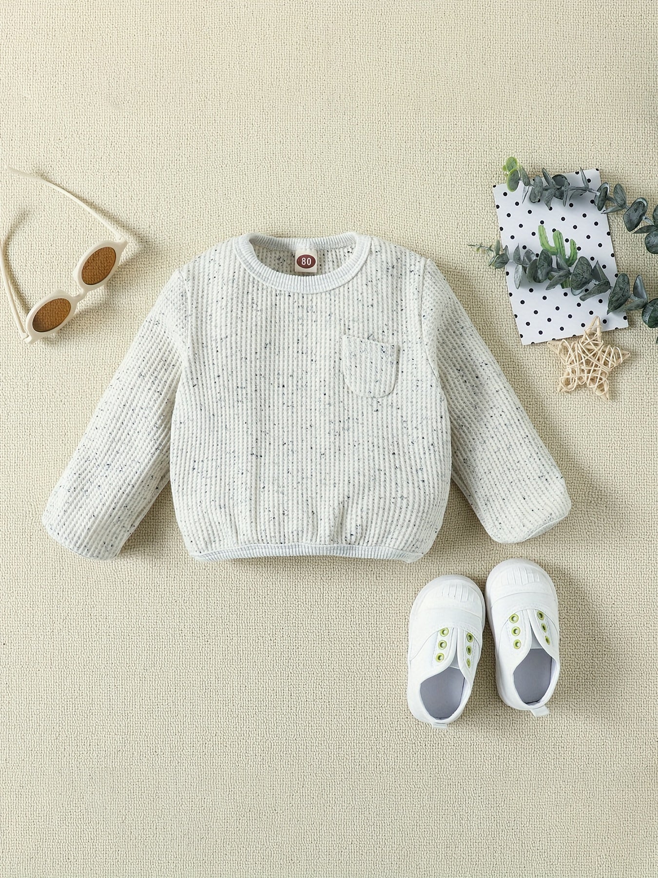Baby Boys Cotton Casual Outfit Solid Pullover Sweatshirt Pants Set